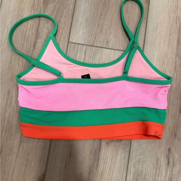 Beach Riot Pink, Green & Orange Ribbed Bikini Top - Picture 2 of 4